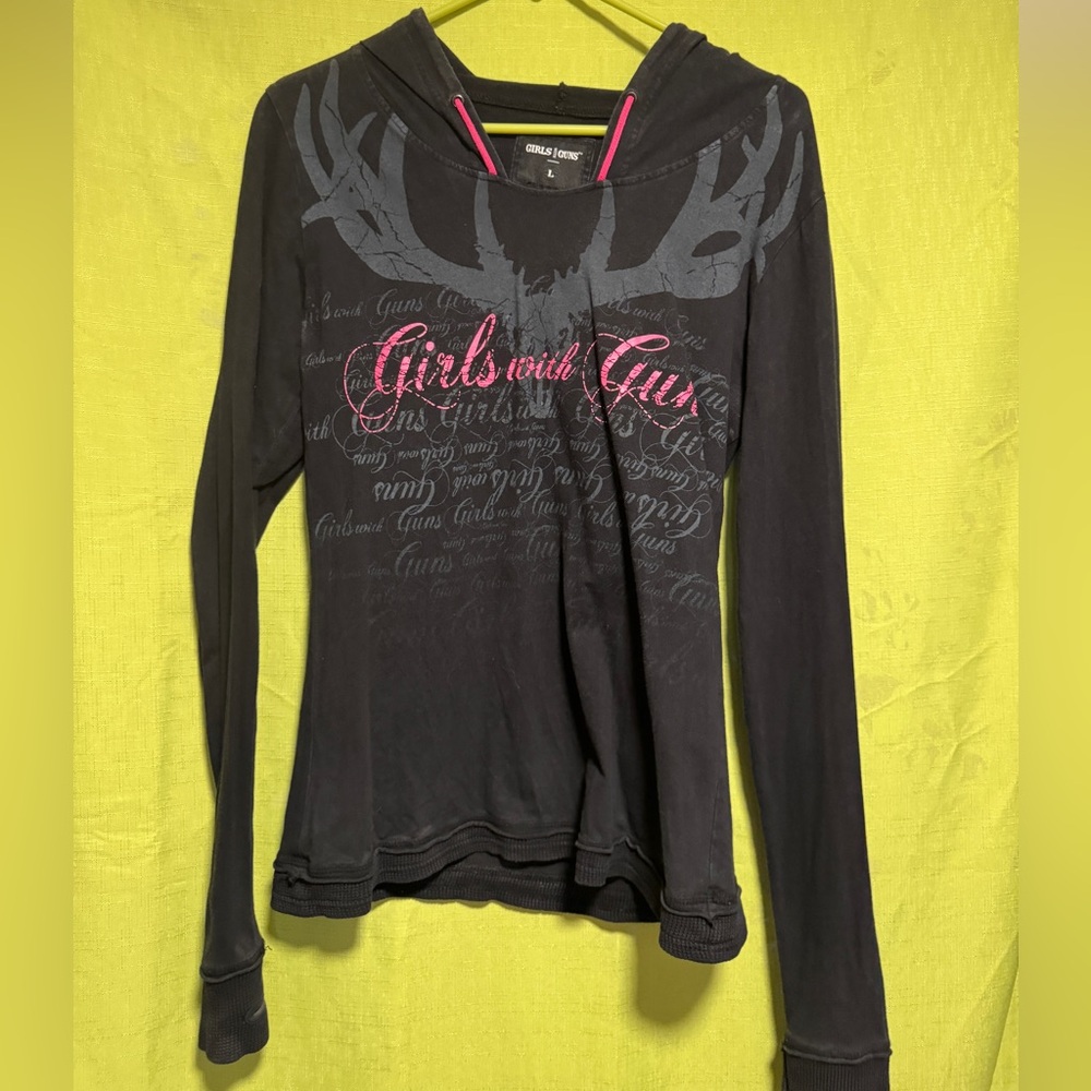 Black and Pink Hooded shirt